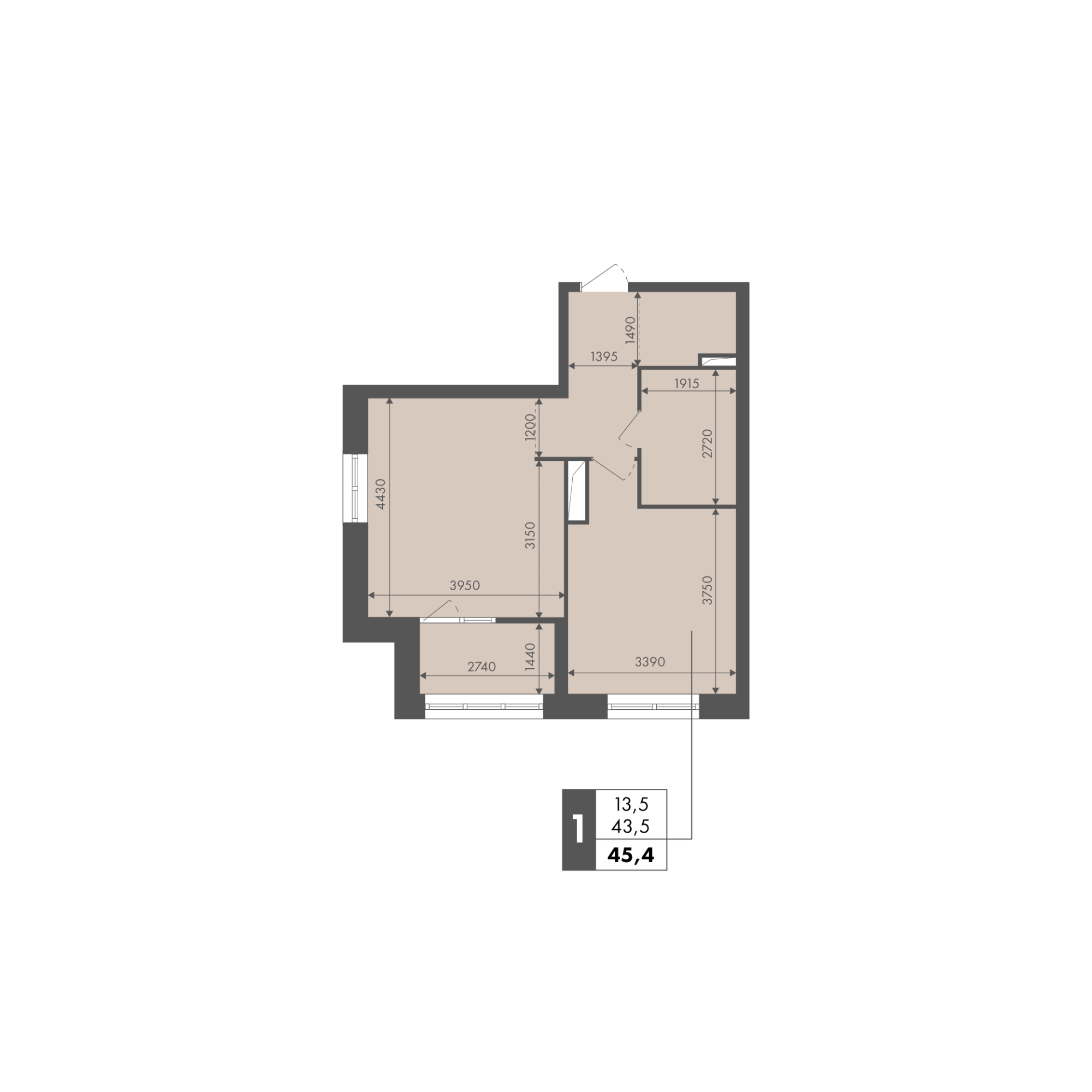 Планировка 1-комн. 11