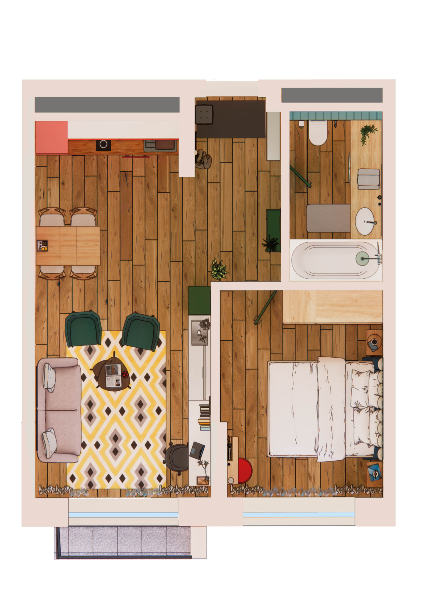 Планировка 1-комн. 4