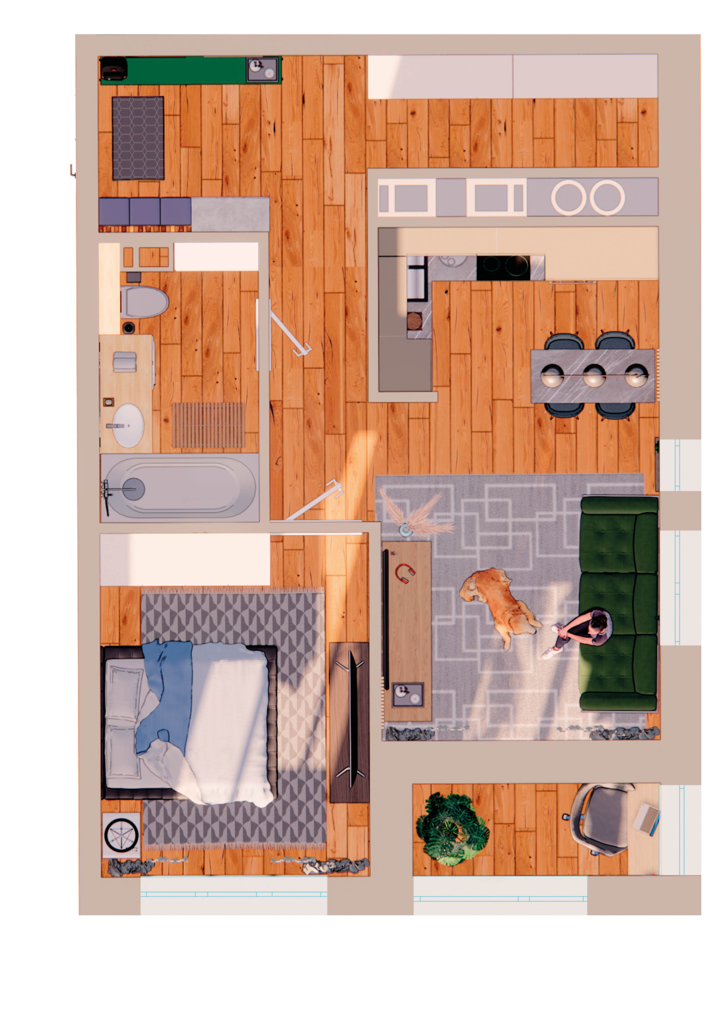 Планировка 1-комн. 4