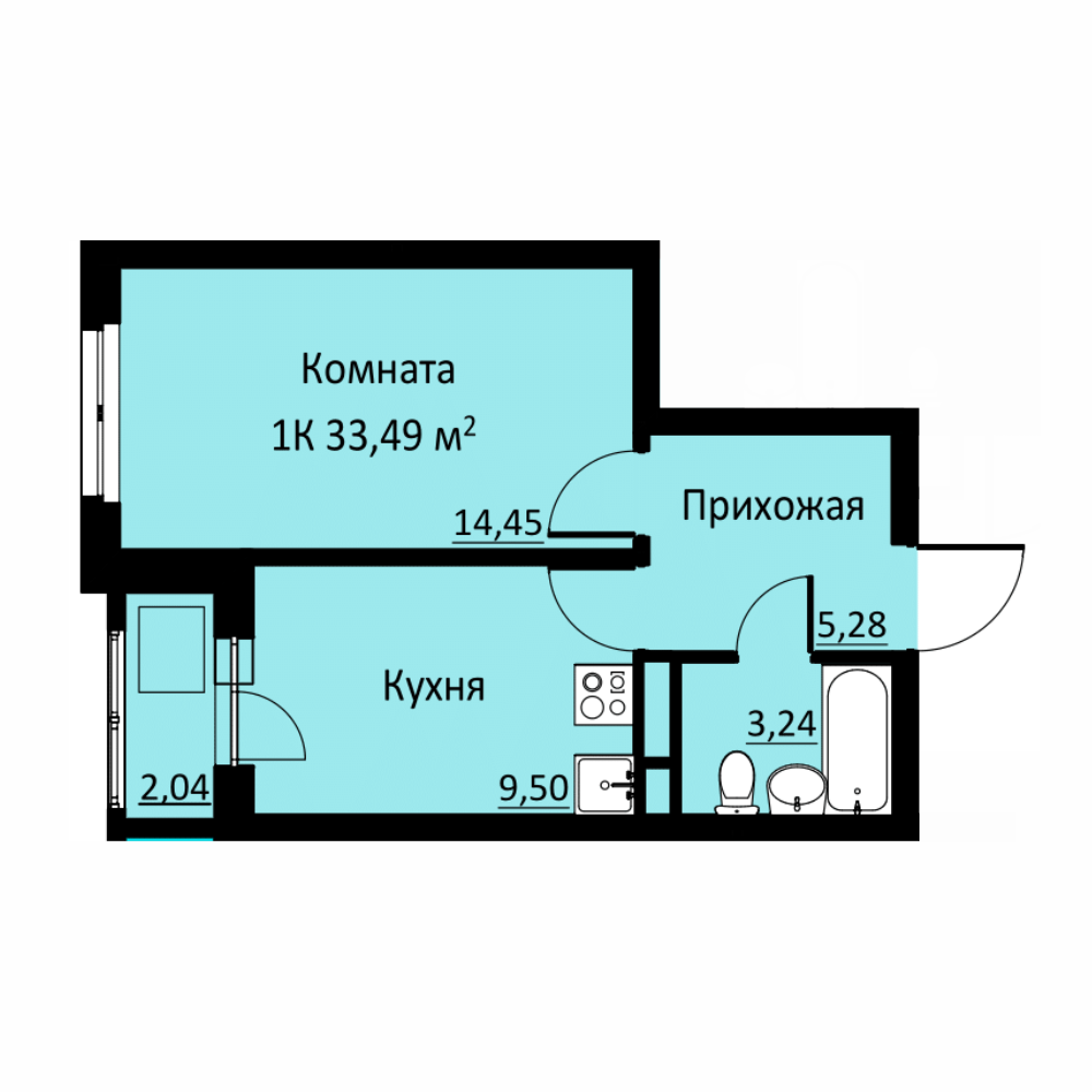 Планировка 1-комн. 1