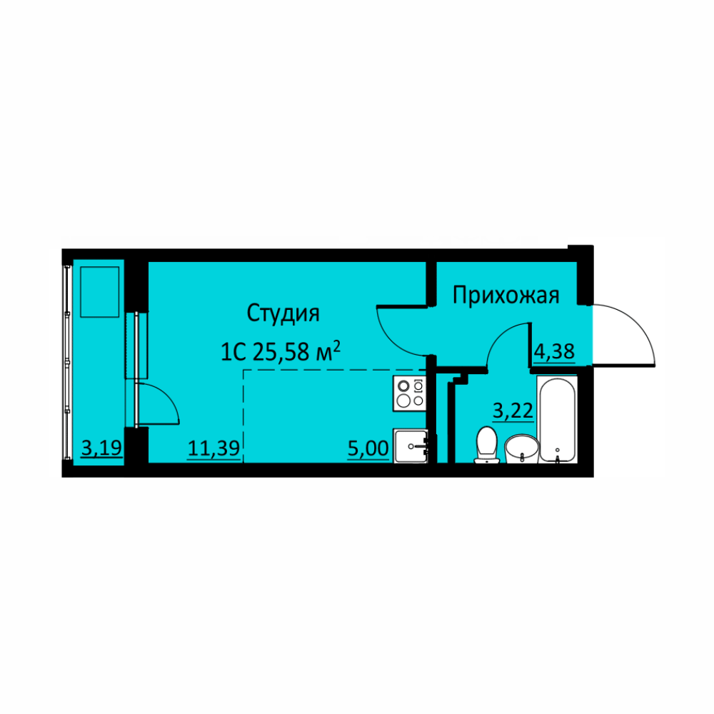 Планировка Студия 1