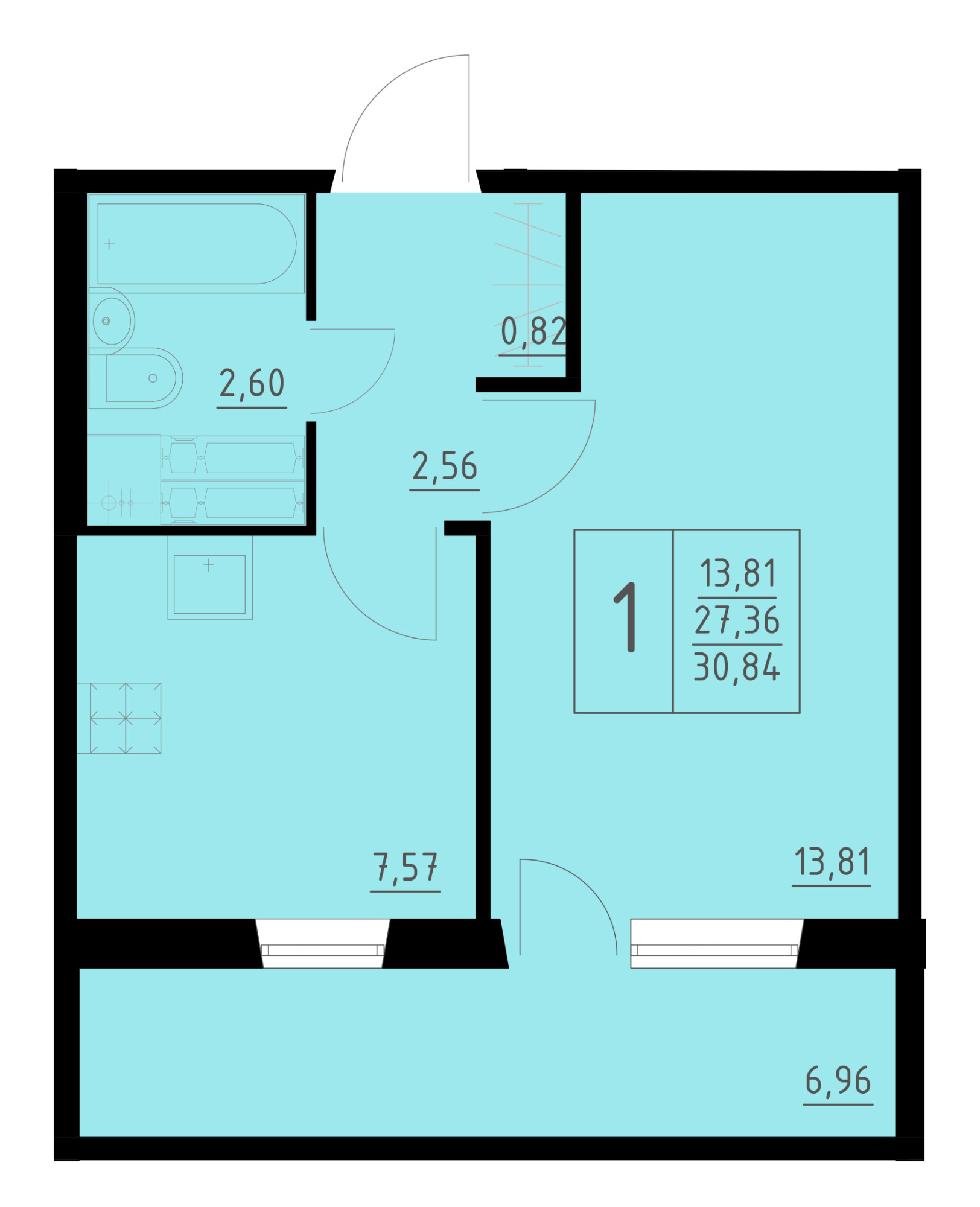 Планировка 1-комн. 1