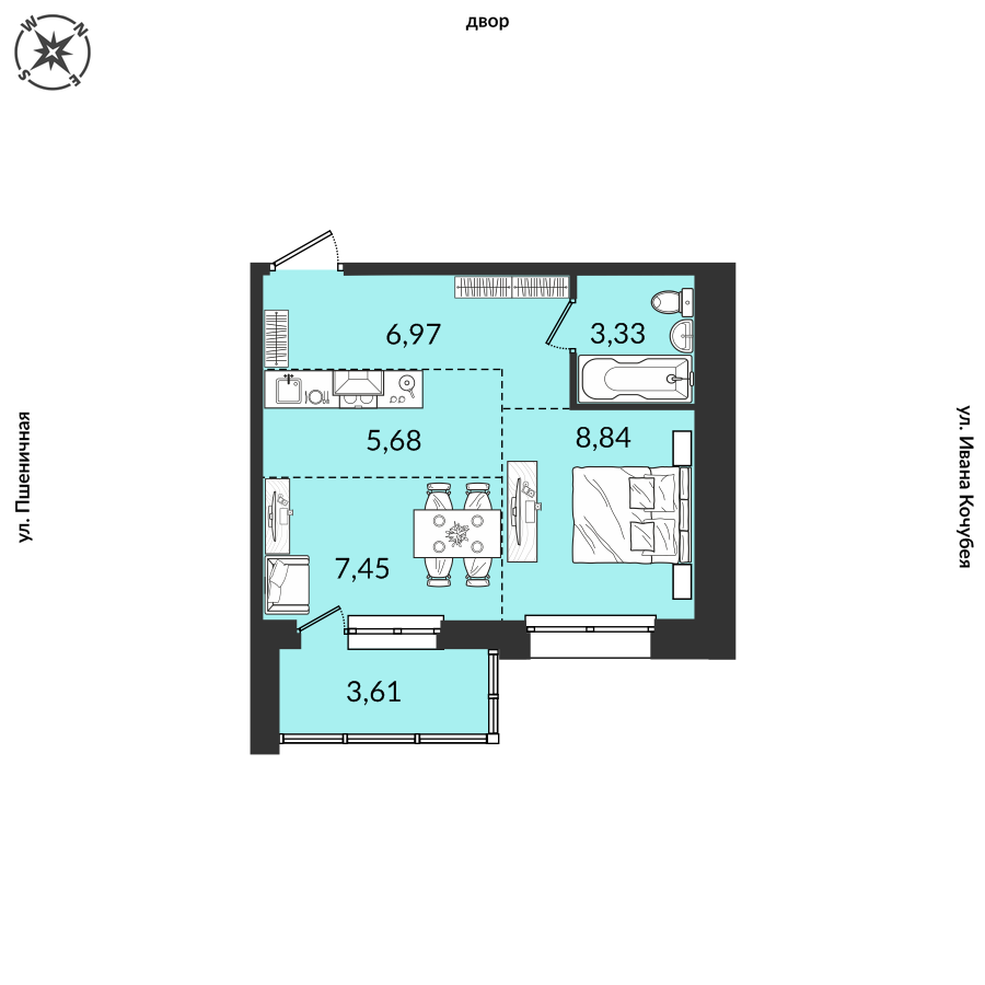 Планировка 2-комн. 1