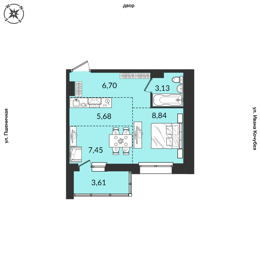 Планировка 2-комн. 1