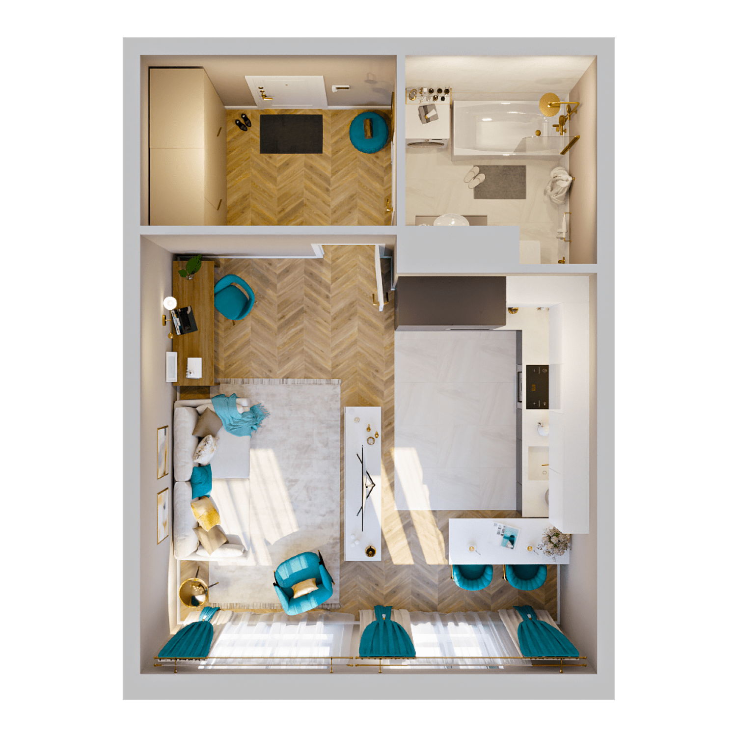 Планировка 1-комн. 2