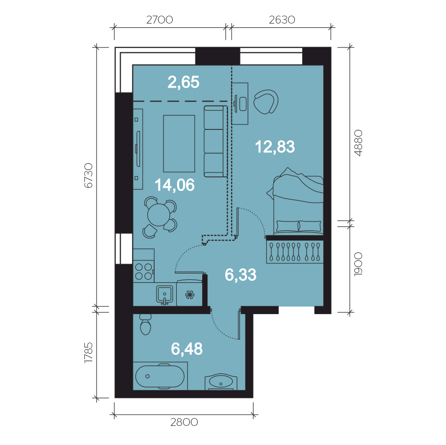 Планировка 2-комн. 3