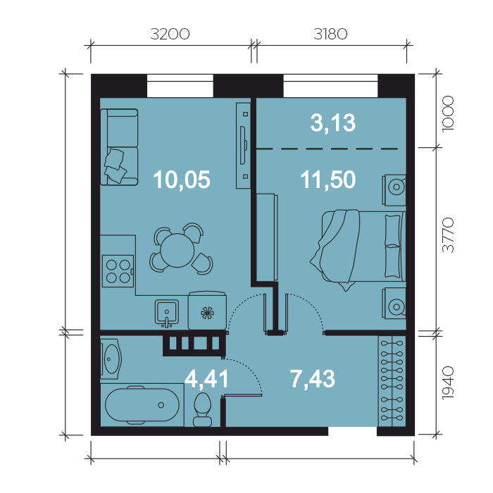 Планировка 2-комн. 3