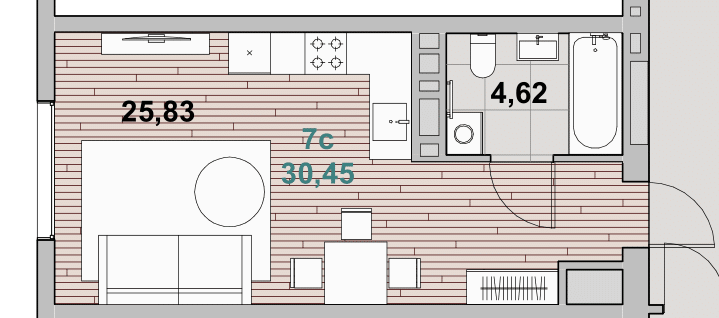 Планировка 1-комн. 1