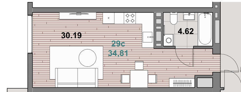 Планировка 1-комн. 1