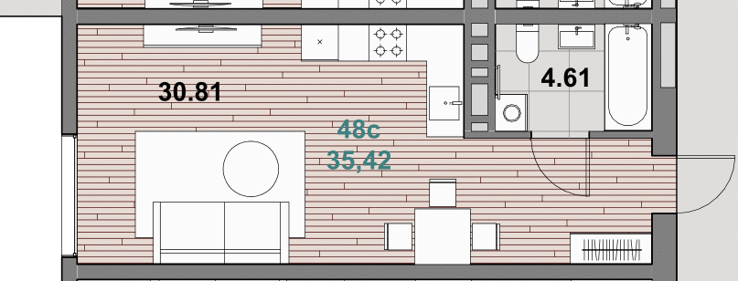 Планировка 1-комн. 1