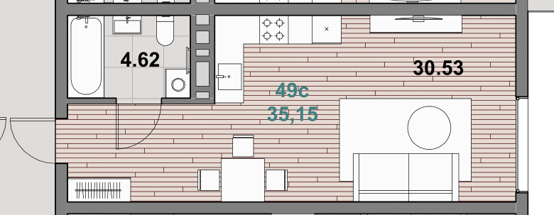 Планировка 1-комн. 1