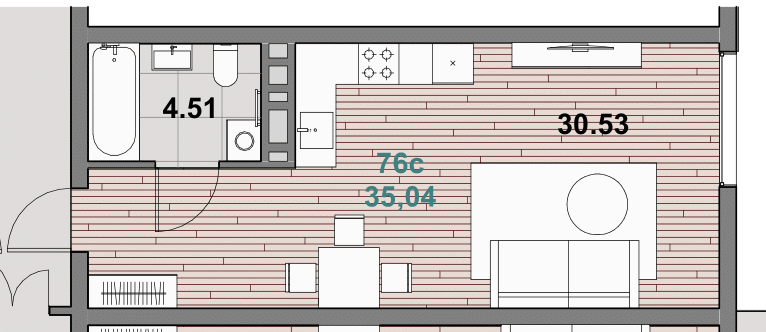 Планировка 1-комн. 1