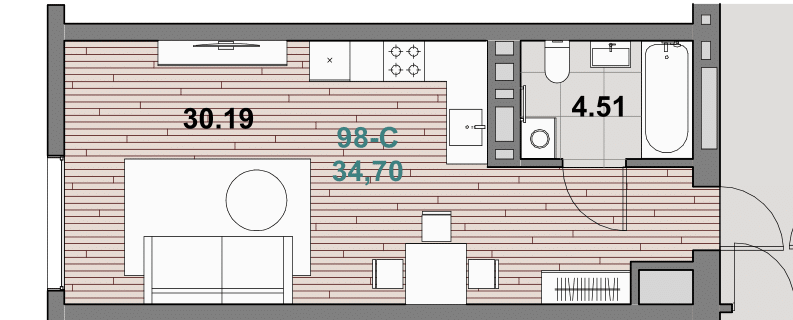 Планировка 1-комн. 1