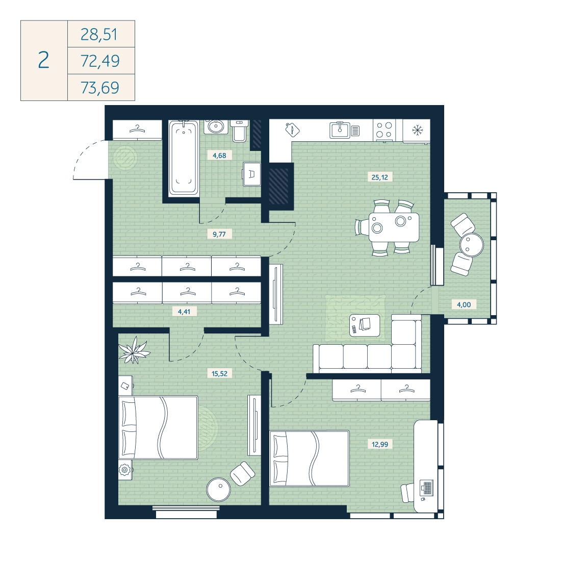Планировка 2-комн.