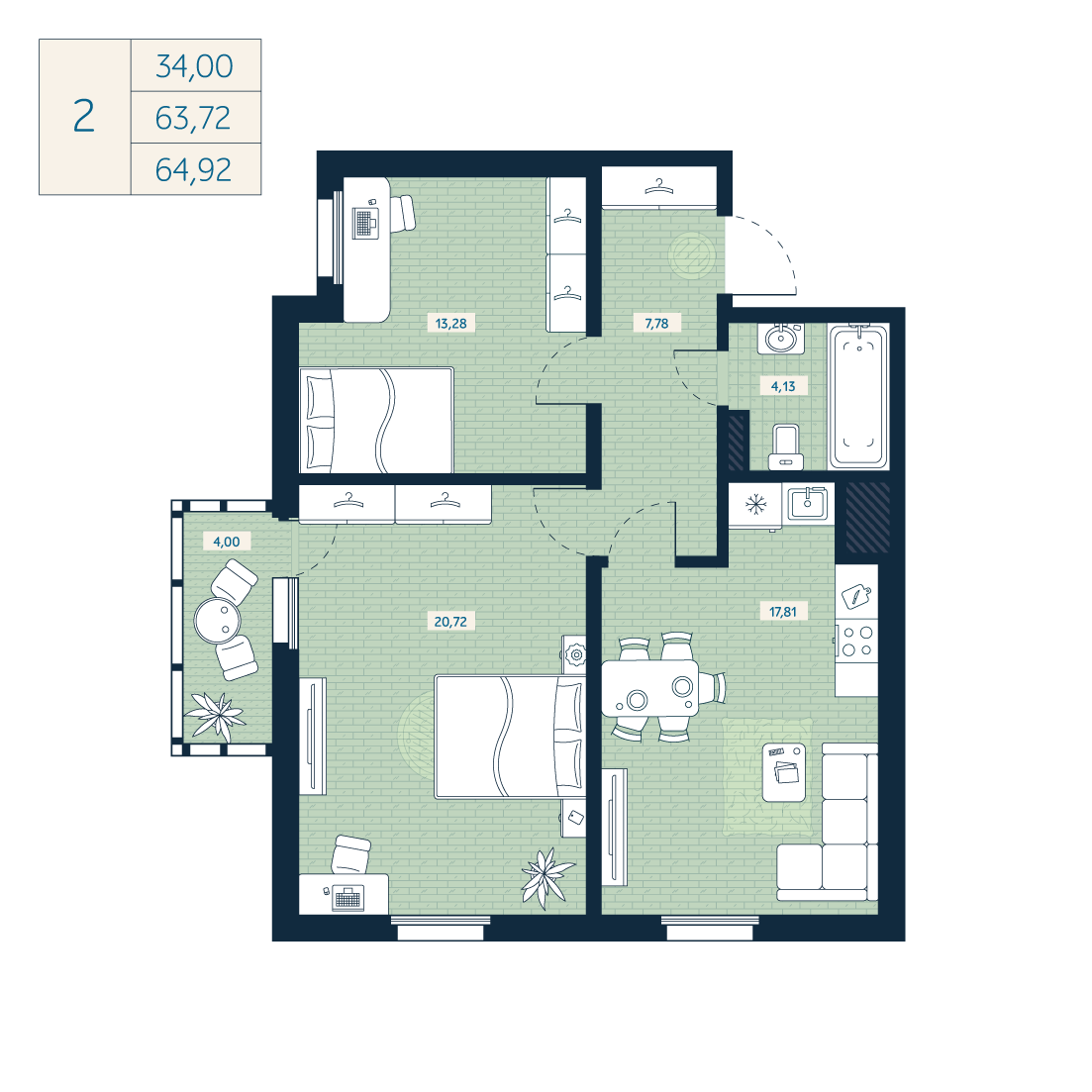 Планировка 2-комн.