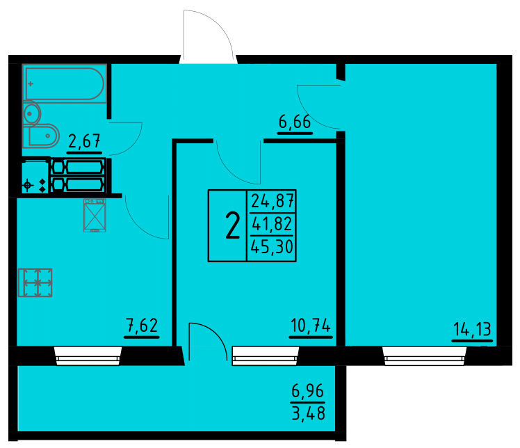 Планировка 2-комн. 1