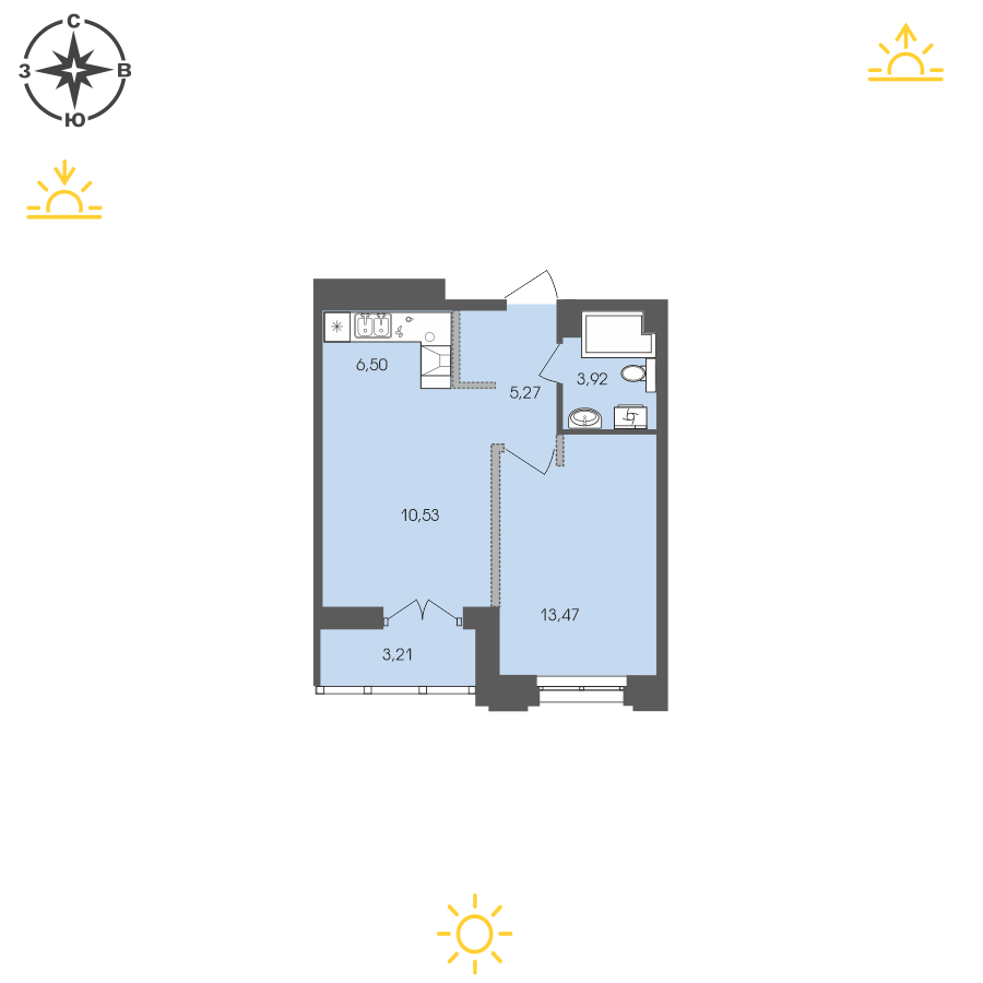 Планировка 1-комн. 1
