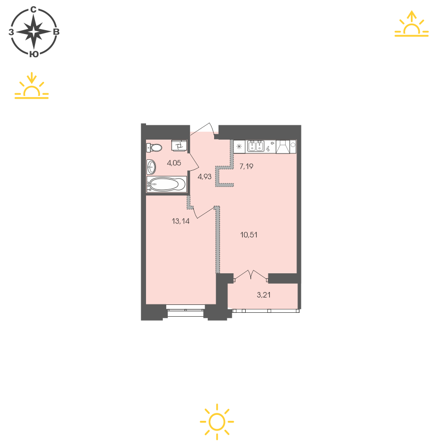 Планировка 1-комн. 1