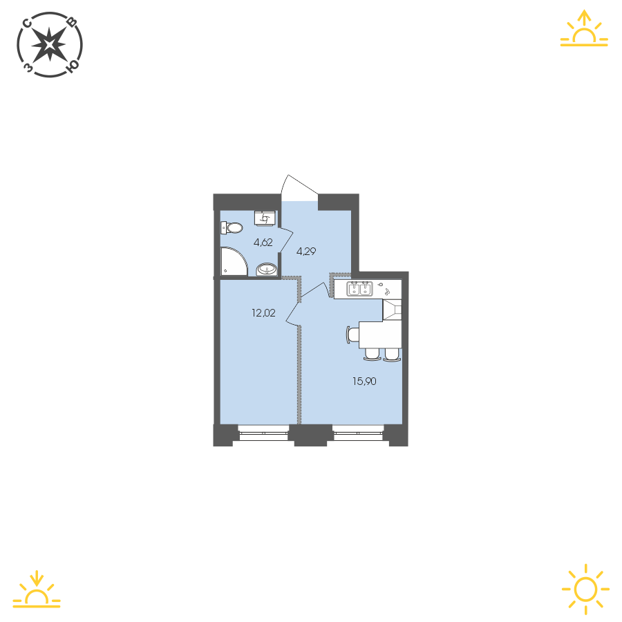 Планировка 1-комн. 1