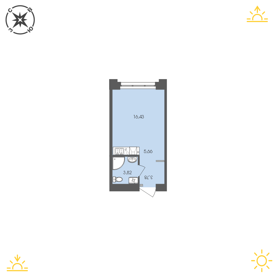 Планировка 1-комн. 1