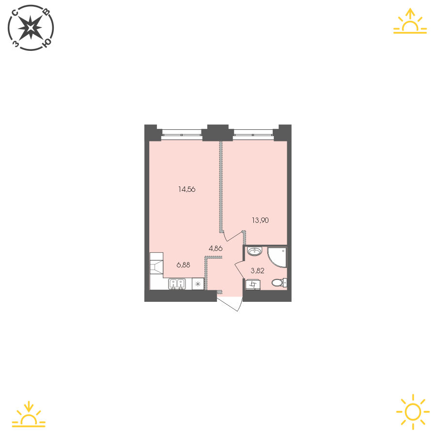 Планировка 1-комн. 1