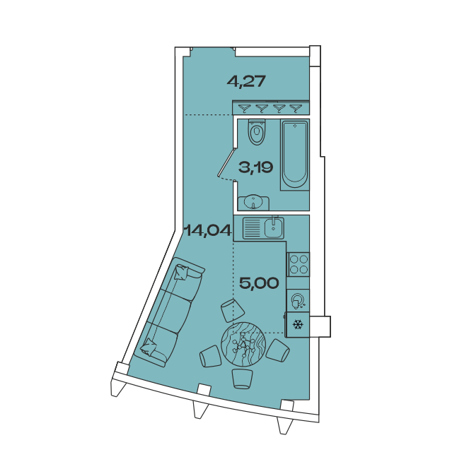 Планировка 1-комн. 3
