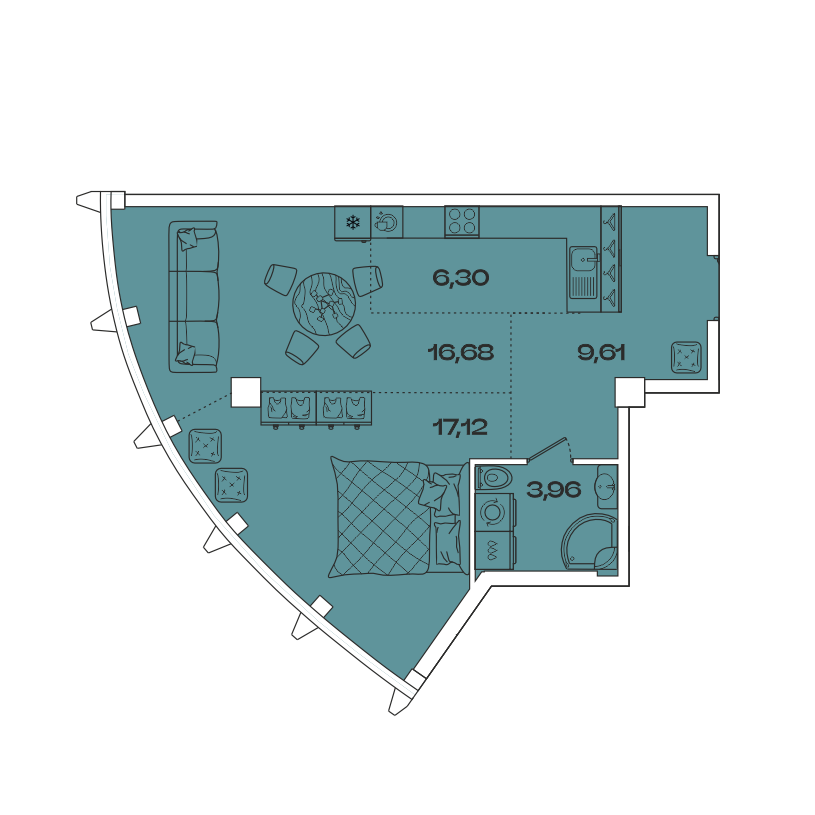 Планировка 1-комн. 3