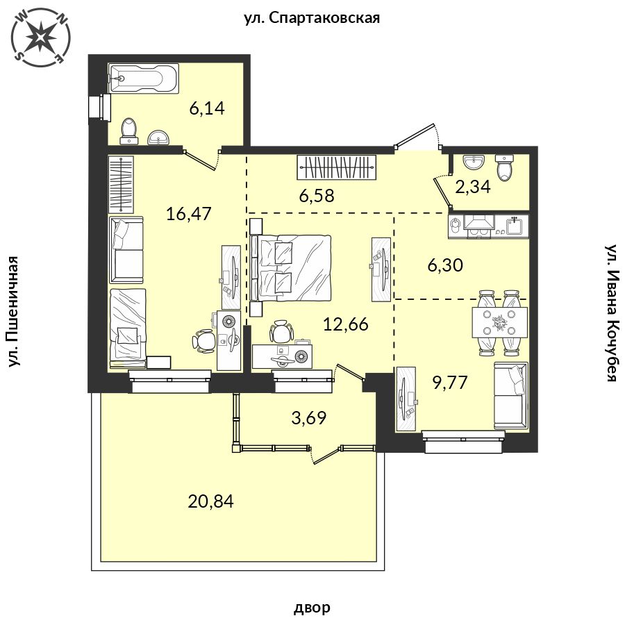 Планировка 2-комн. 1