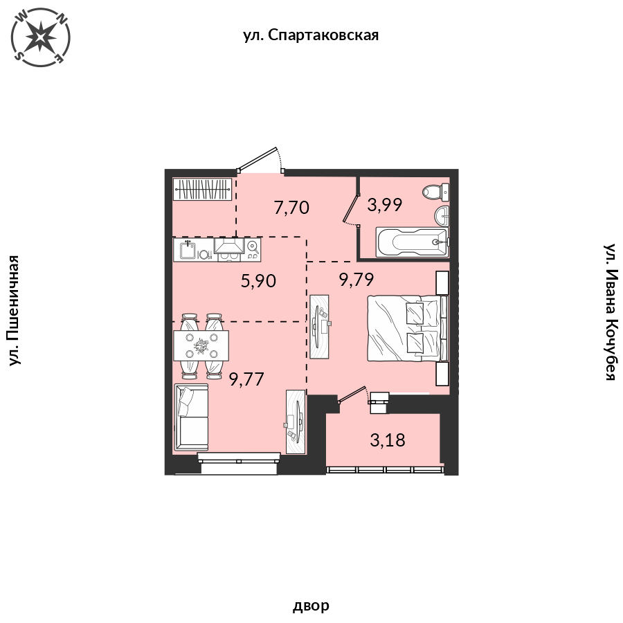 Планировка 1-комн. 1