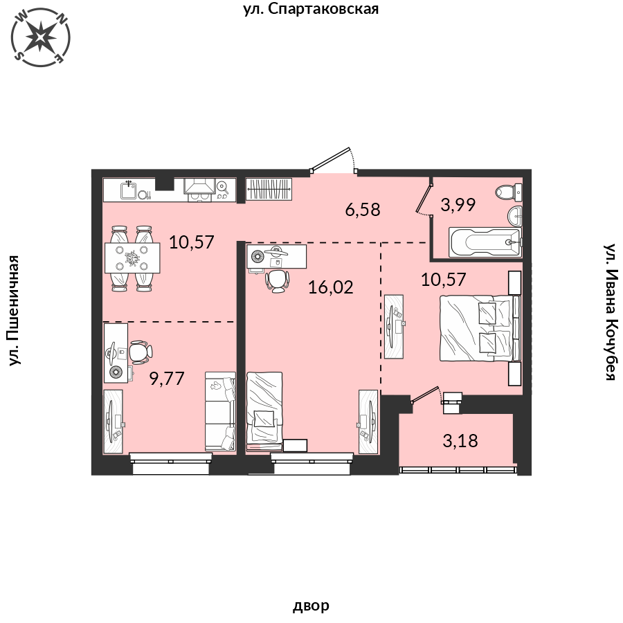 Планировка 2-комн. 1