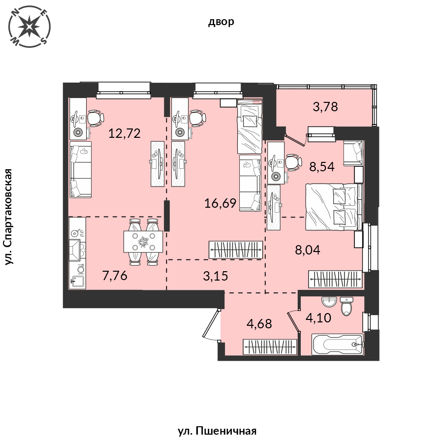 Планировка 3-комн. 1