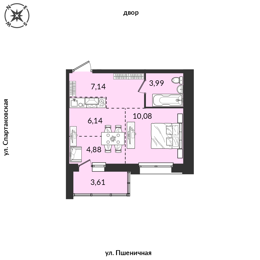 Планировка 1-комн. 1