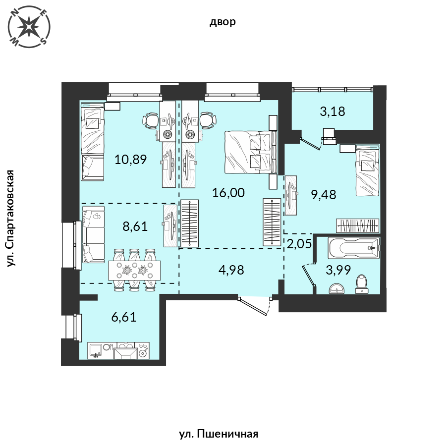 Планировка 3-комн. 1