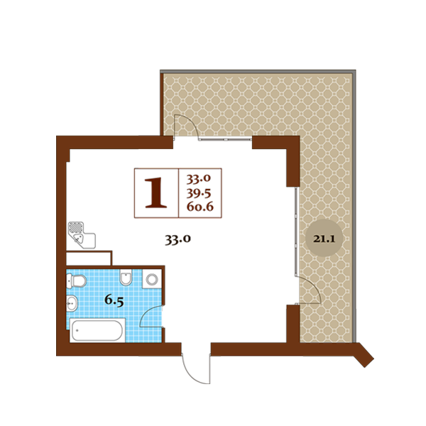 Планировка Студия 16