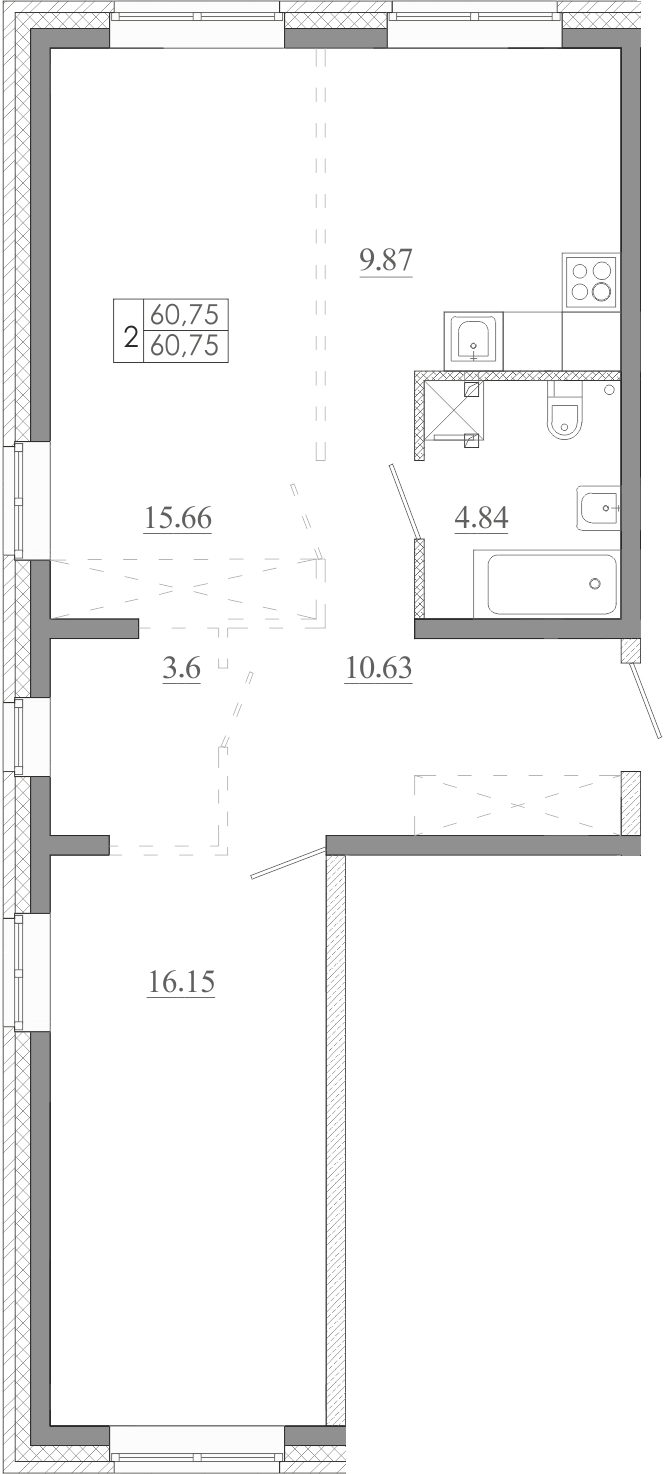 Планировка 2-комн. 1