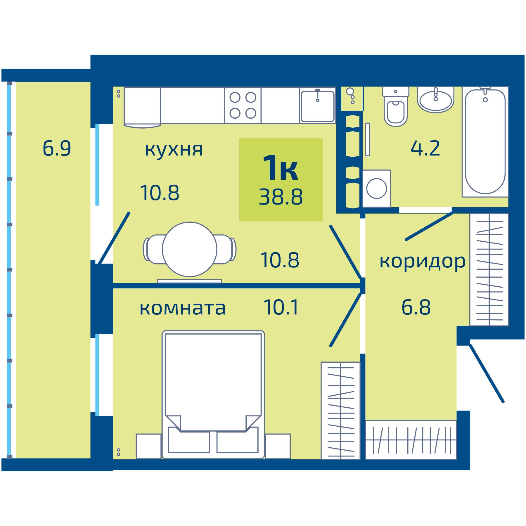 Планировка 1-комн. 1