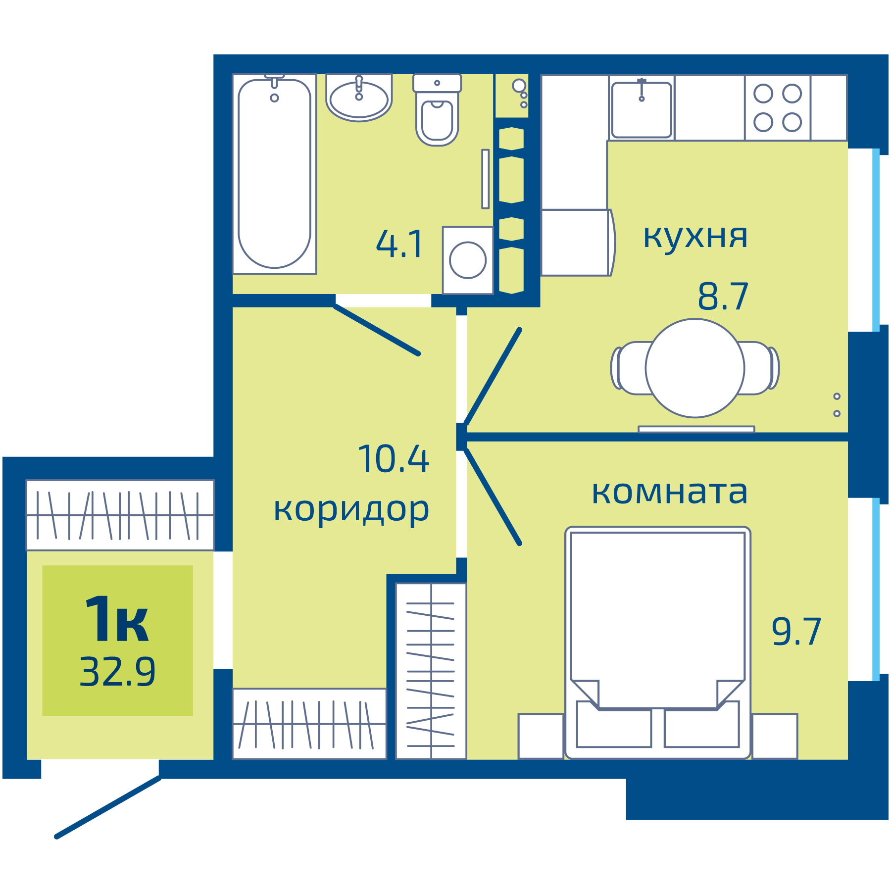 Планировка 1-комн. 1