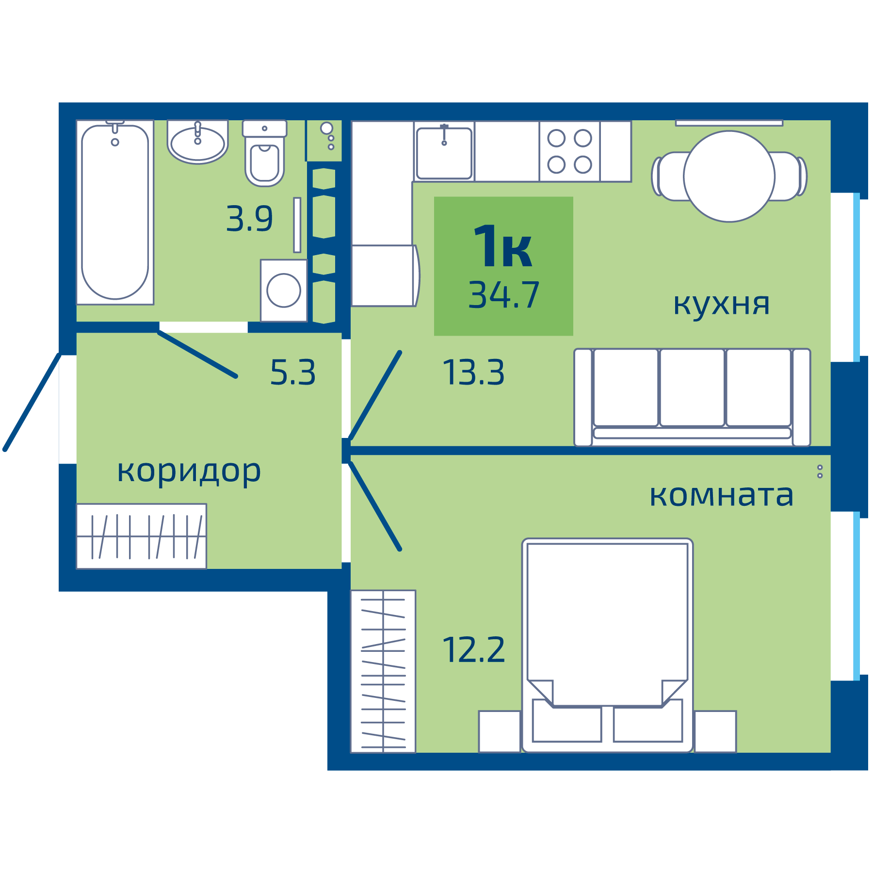 Планировка 1-комн. 1