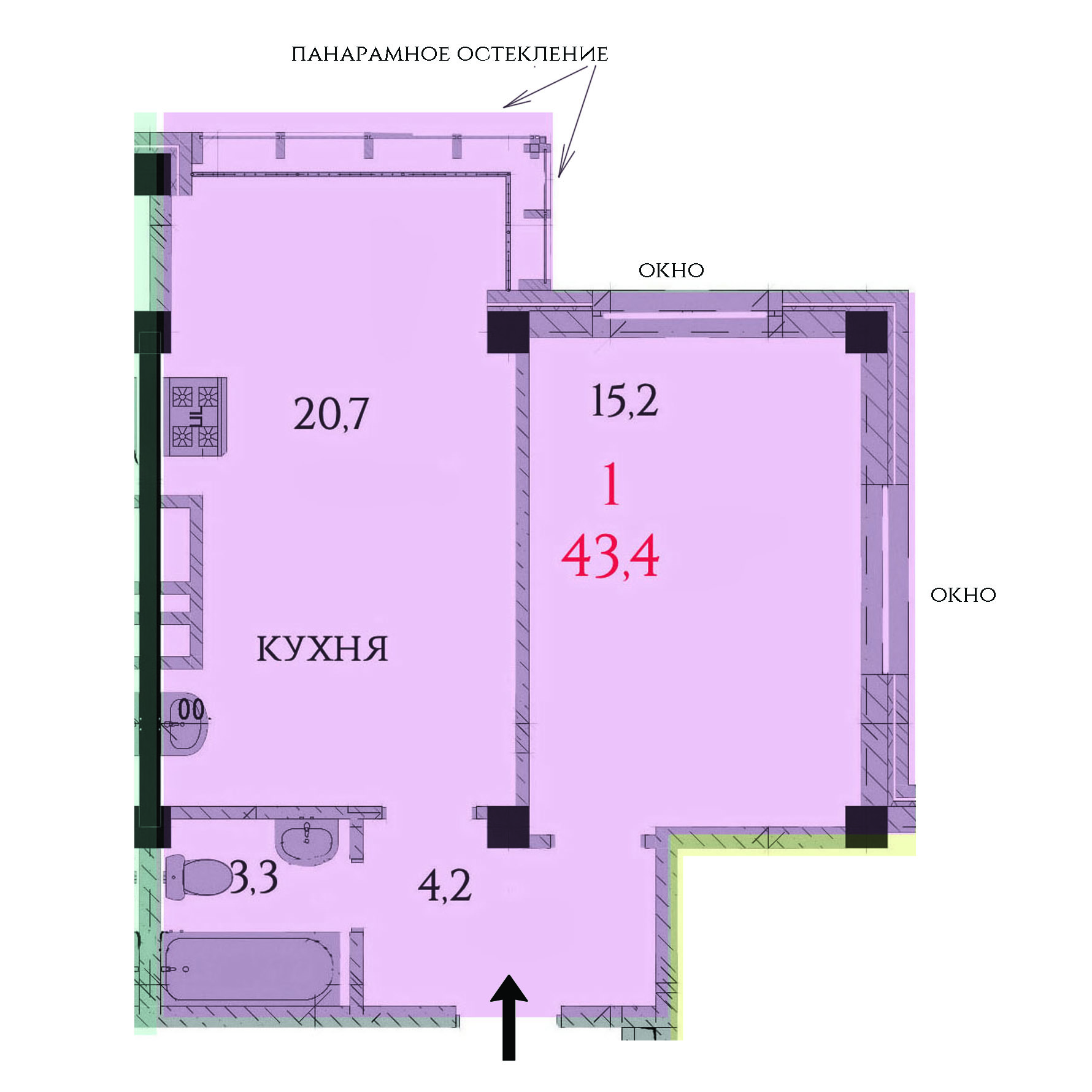 Планировка 1-комн. 1