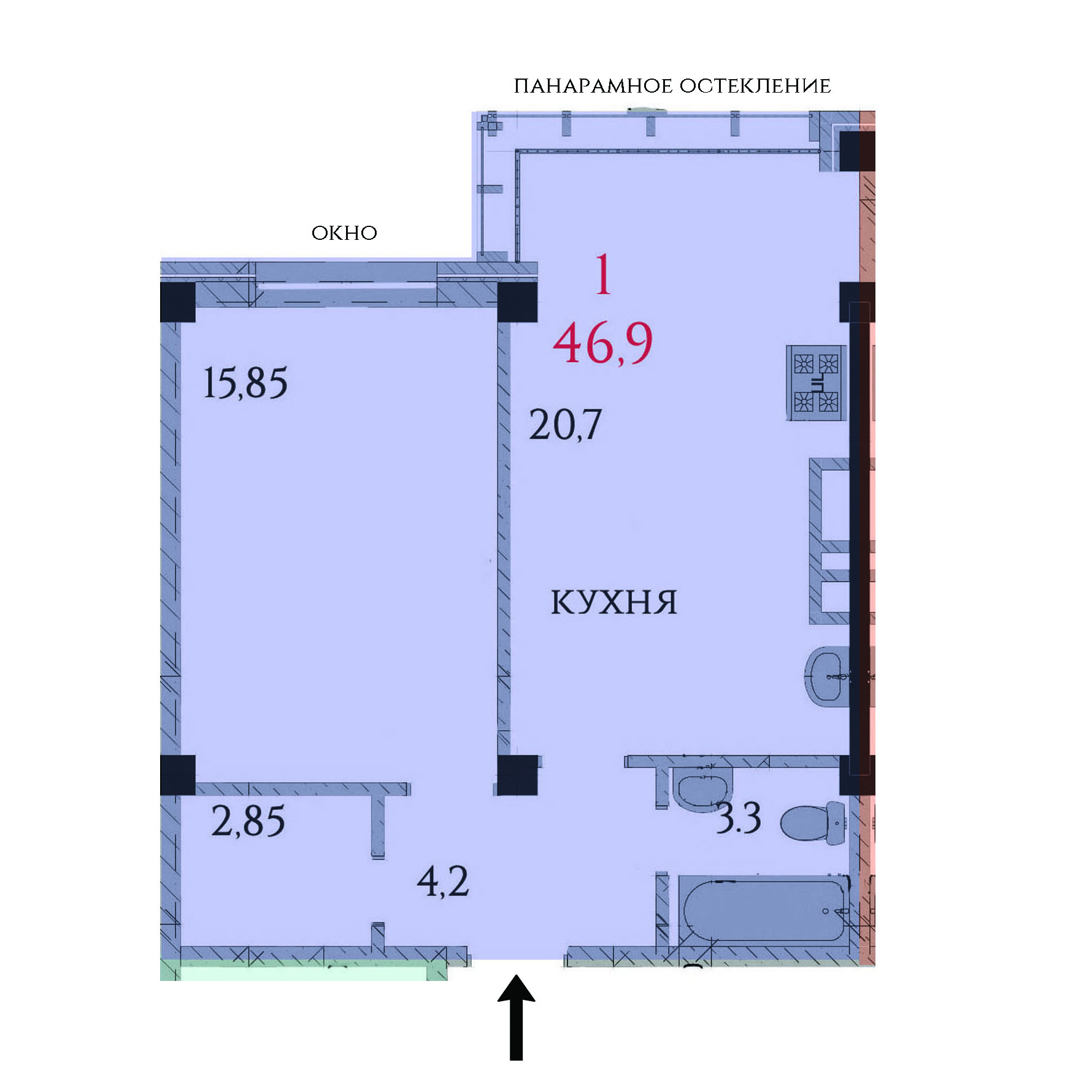 Планировка 1-комн. 1