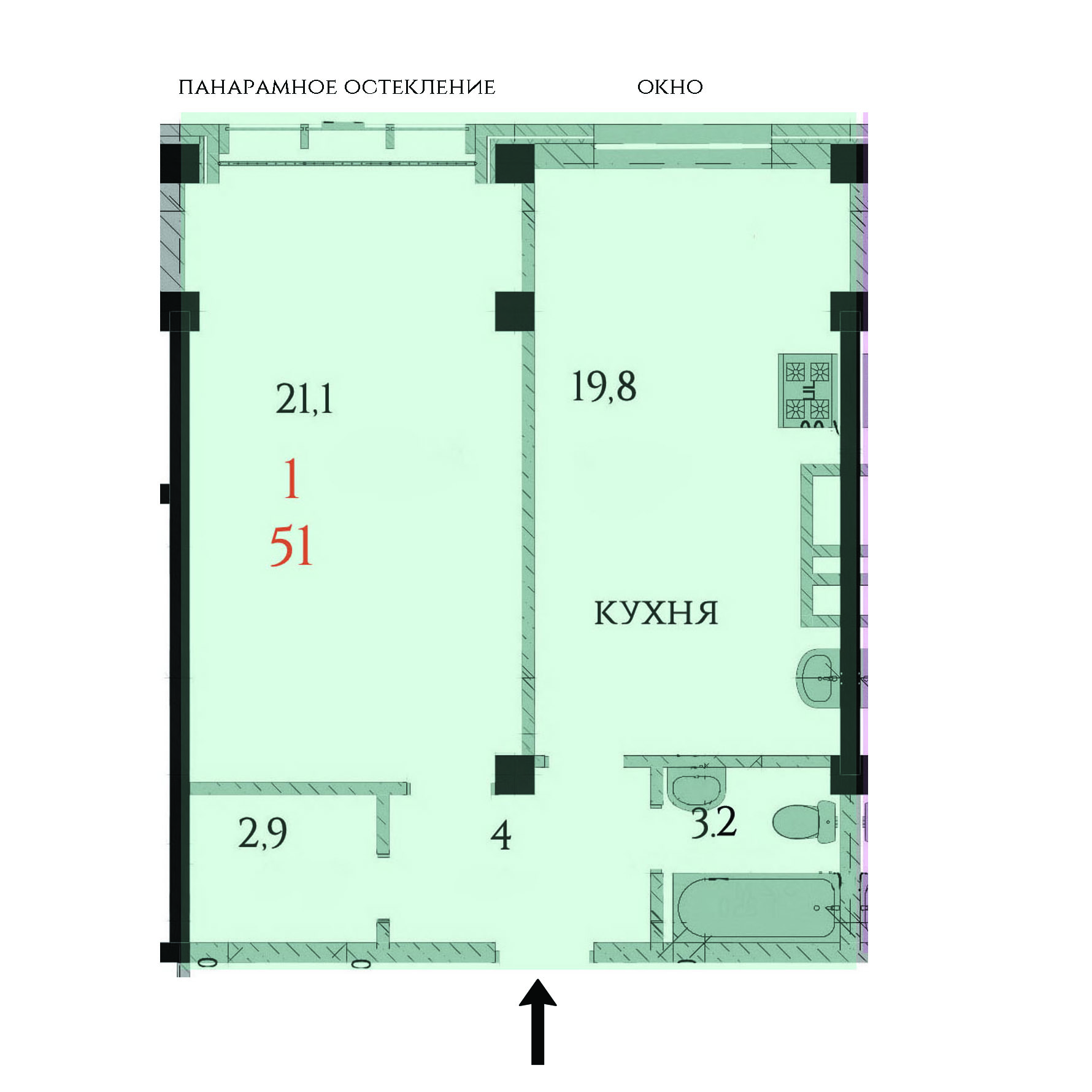 Планировка 1-комн. 1