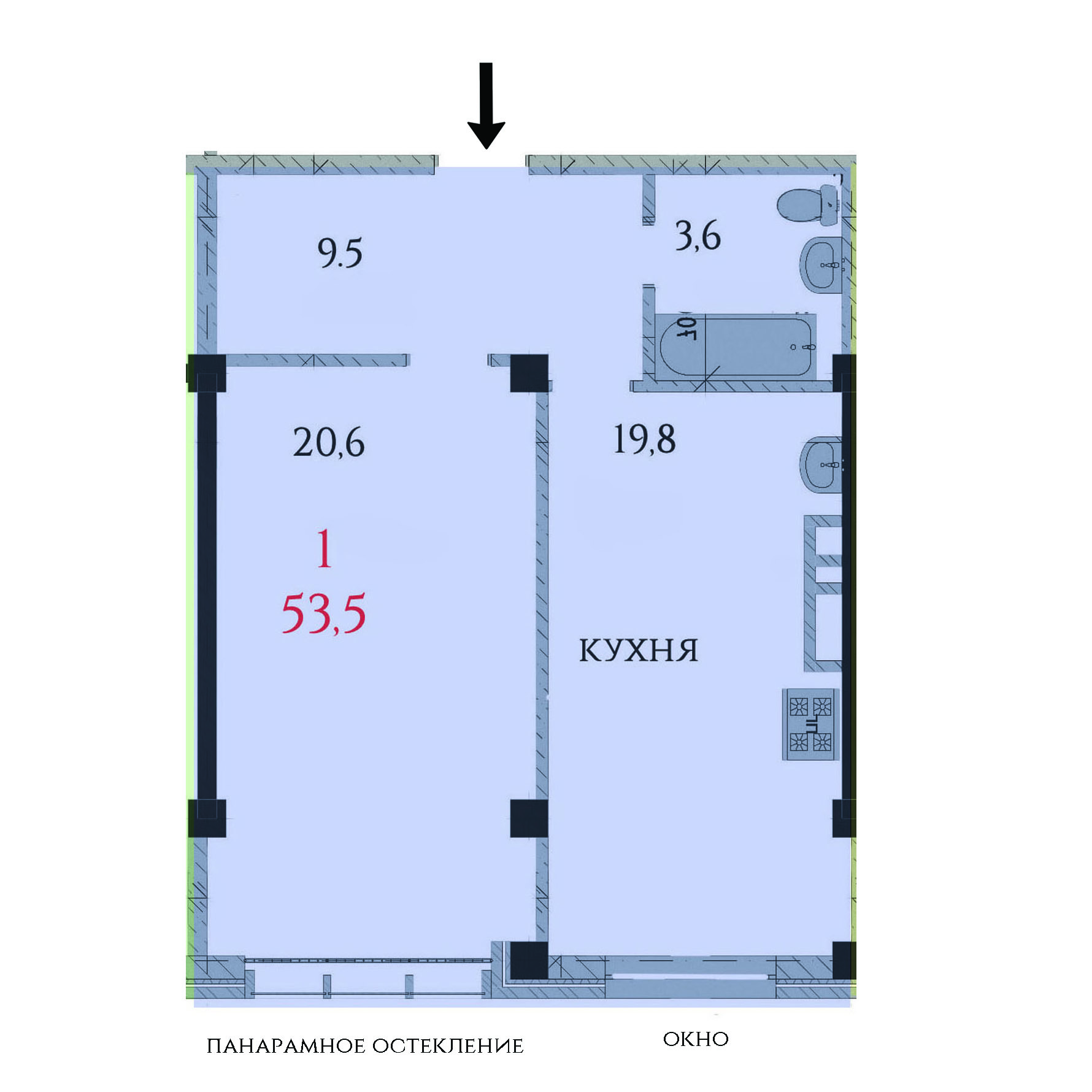 Планировка 1-комн. 1