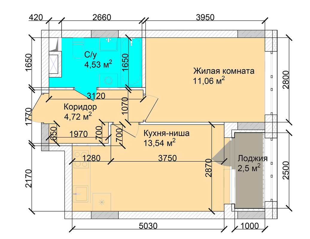 Планировка 2-комн. 2