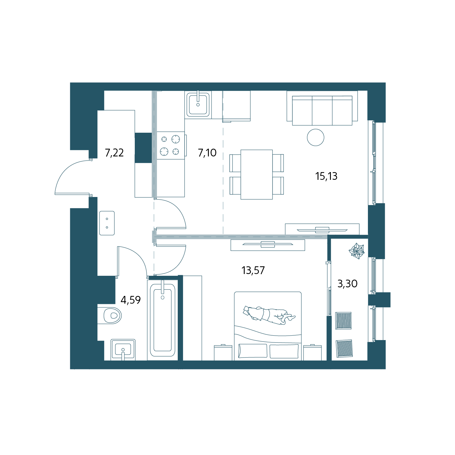 Планировка 2-комн. 2