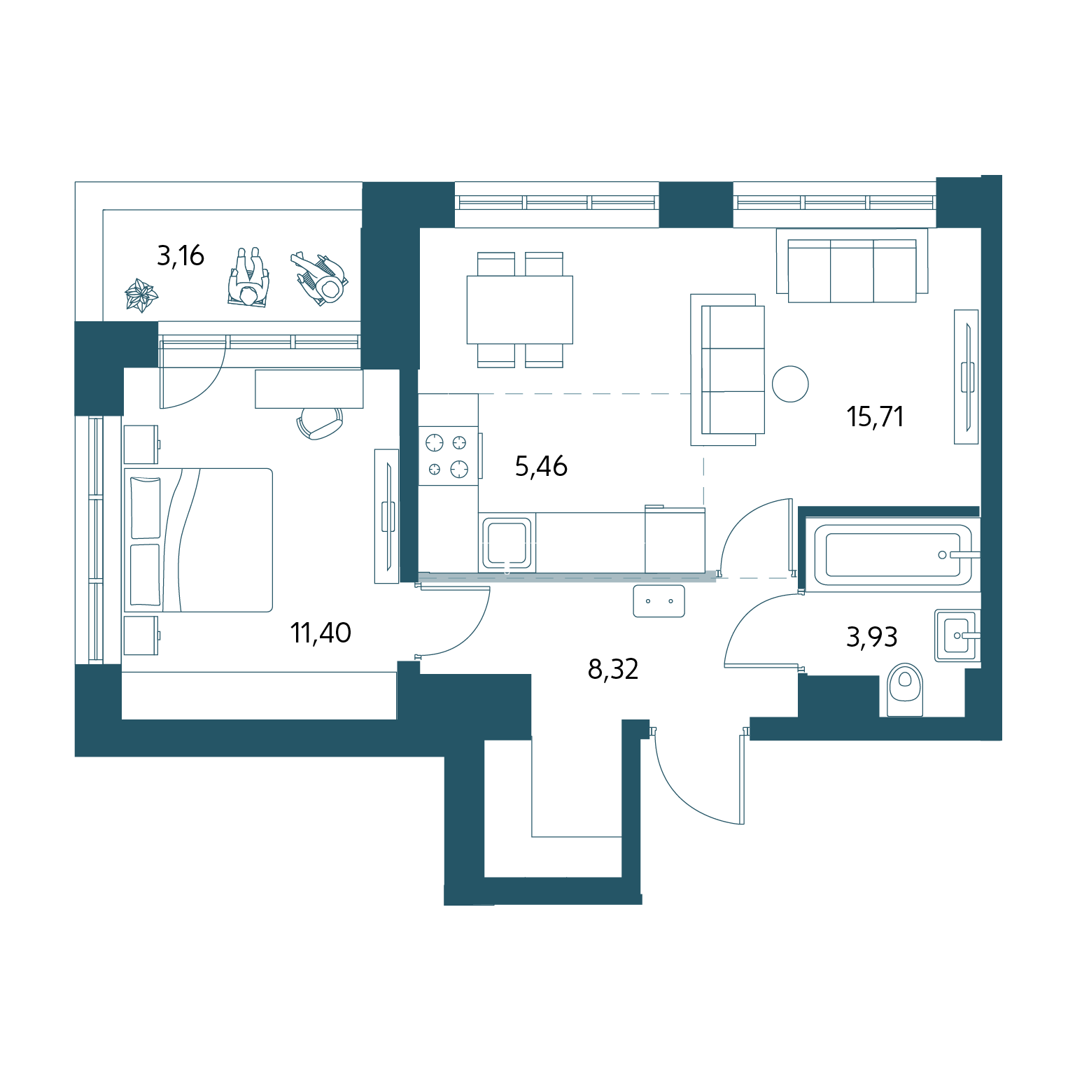 Планировка 3-комн. 2