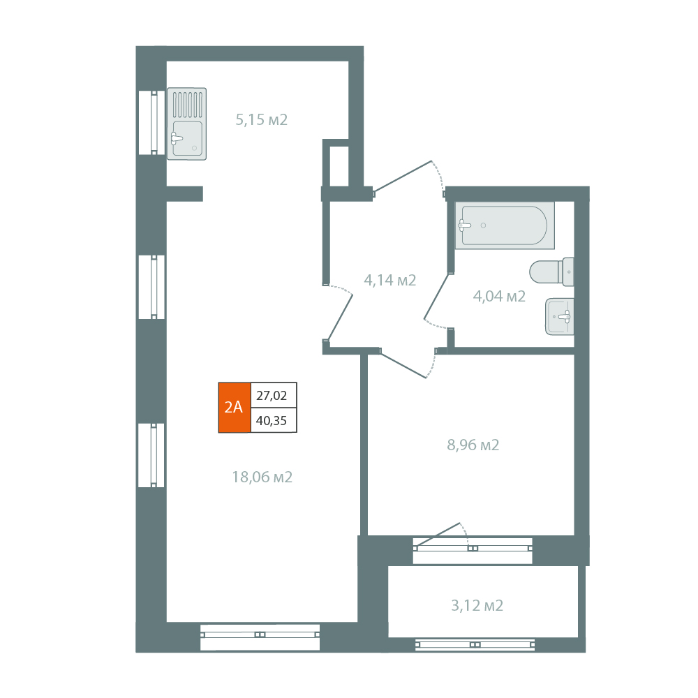 Планировка 2-комн. 2