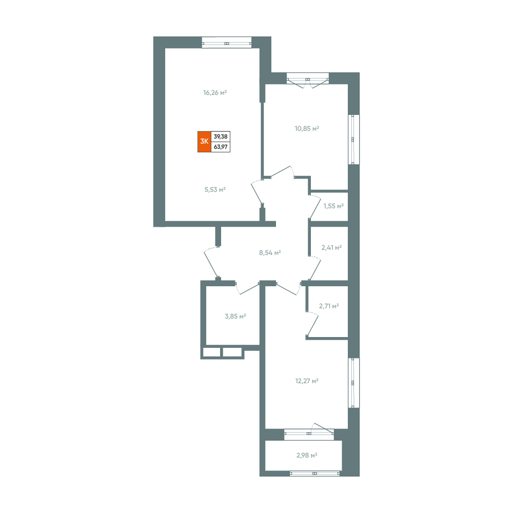 Планировка 3-комн. 2