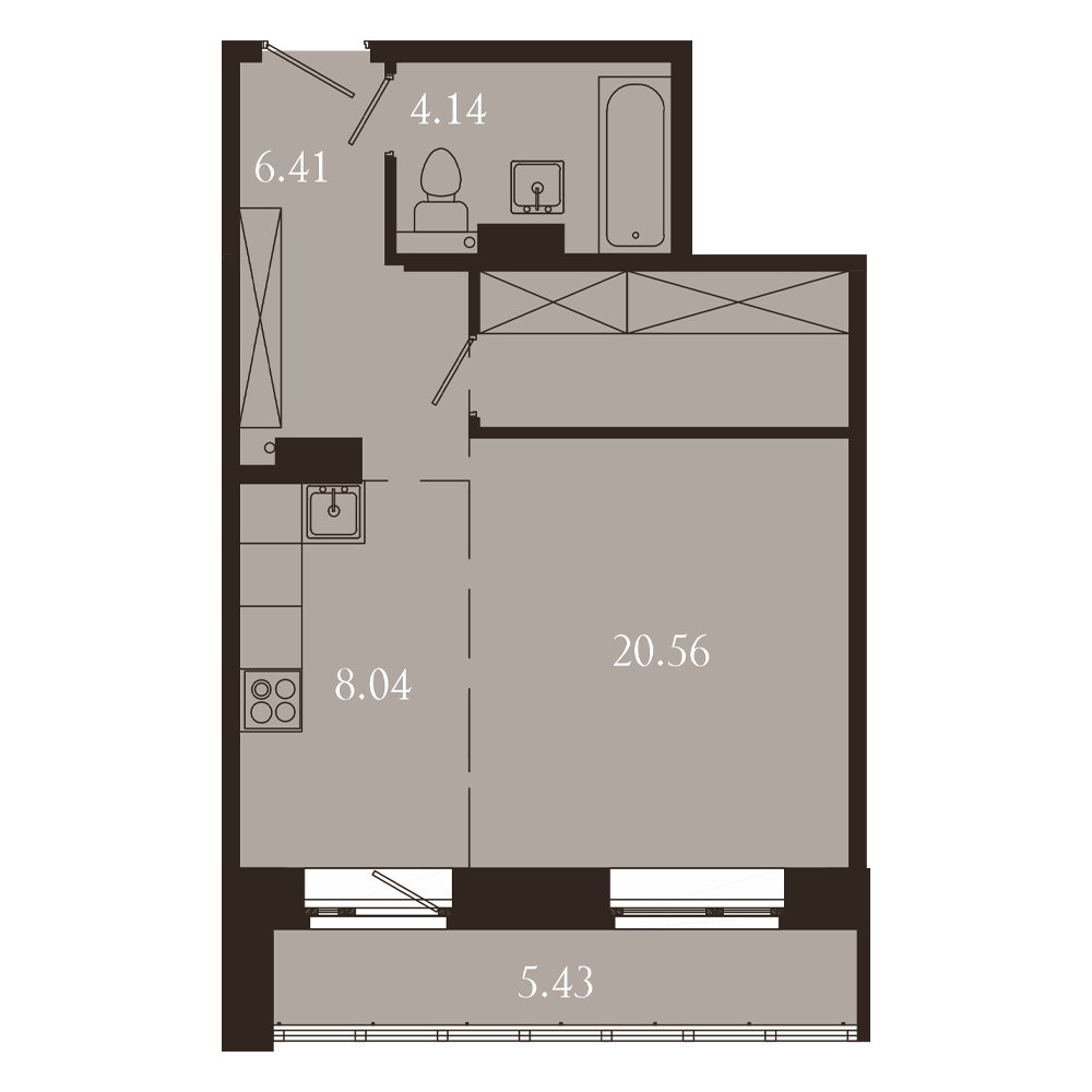 Планировка 1-комн. 1