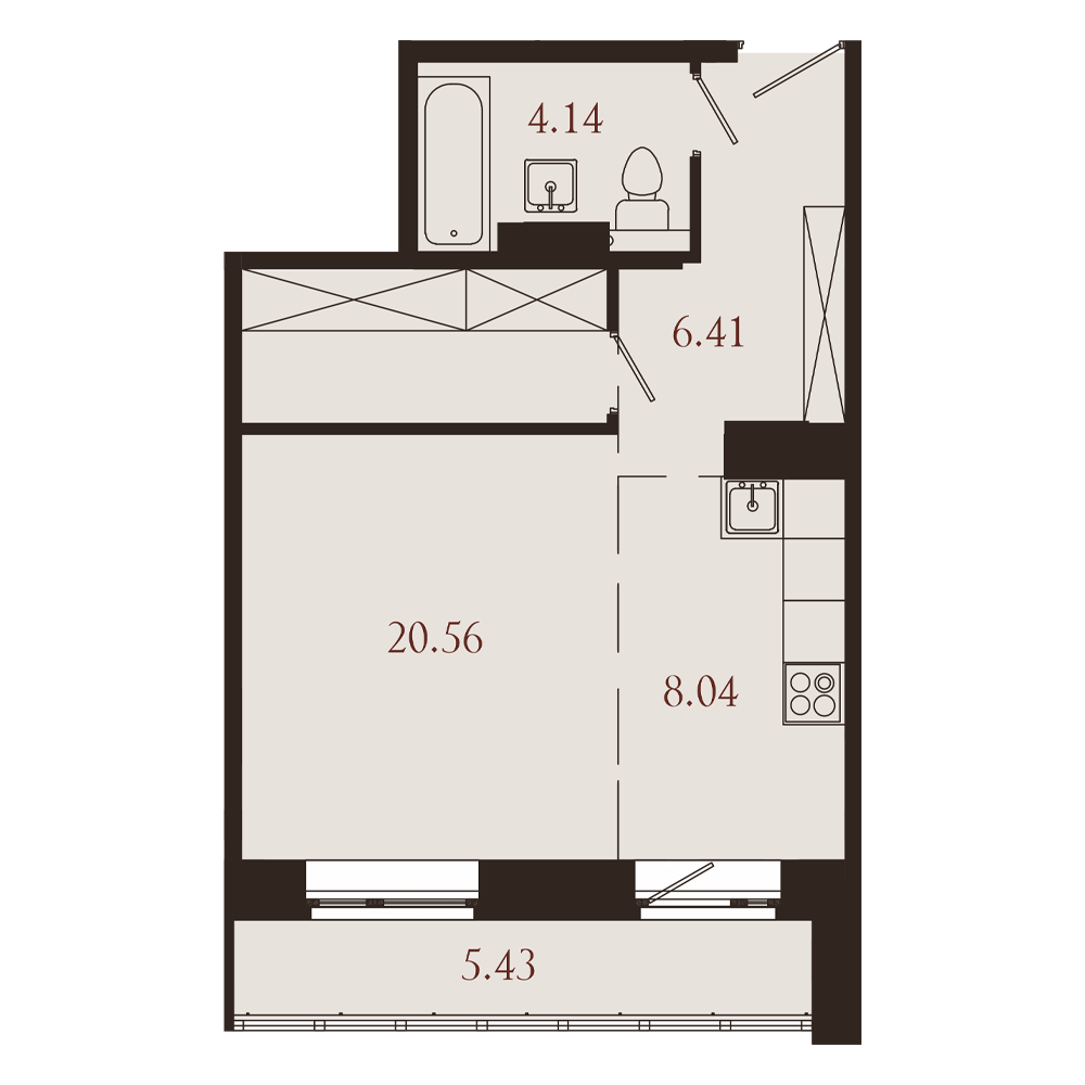 Планировка 1-комн. 1