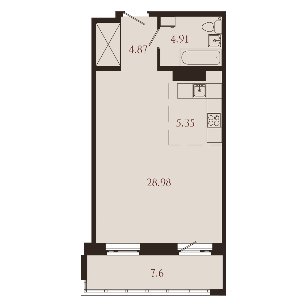 Планировка 1-комн. 1